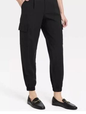 A New Day Black Women's Cargo Jogger Pants Size 12 NWT